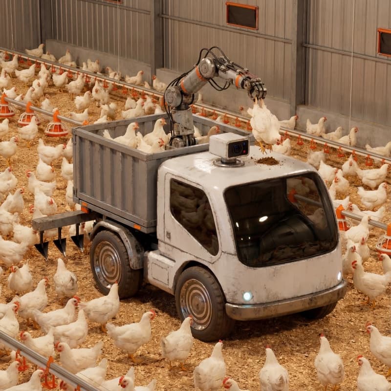 Agrotive R1 otonom tavuk çiftliği robotu - ölü tavuk toplama ve kümes dezenfeksiyon